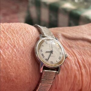 Timex Women's Silver Watch with White Dial